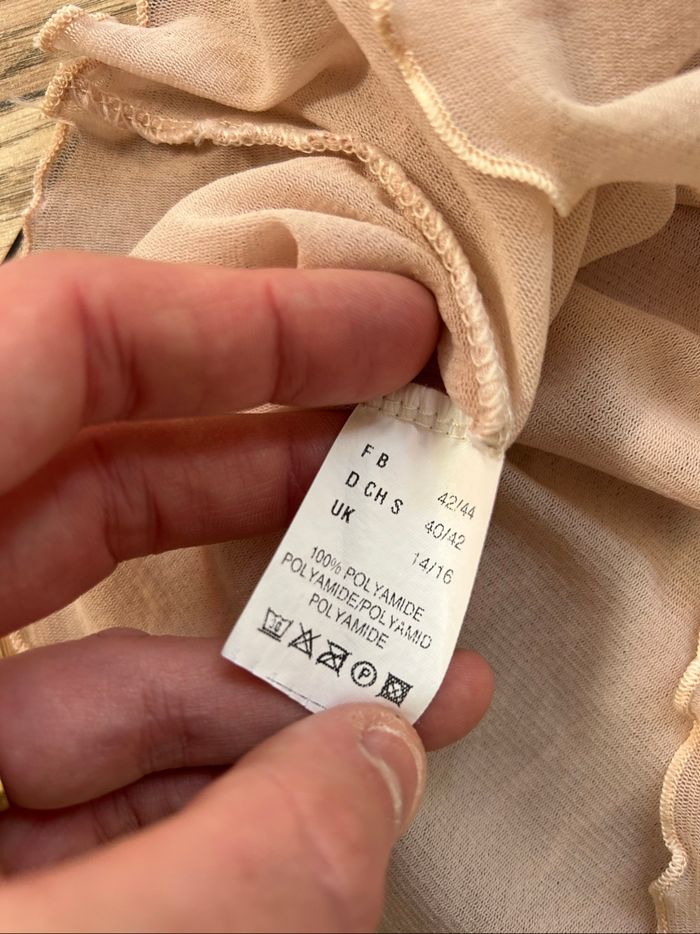 Top / Sous-Pull Transparent Celaia - Dentelle et Tulle Froncé - Rose Poudré - photo numéro 9