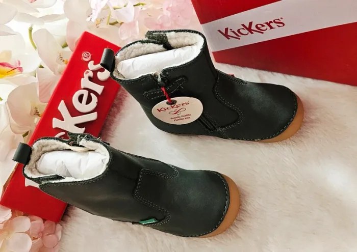 Bottes Bottines Cuir Zip Fourrées Semelle Flexible Kickers T23 - photo numéro 3