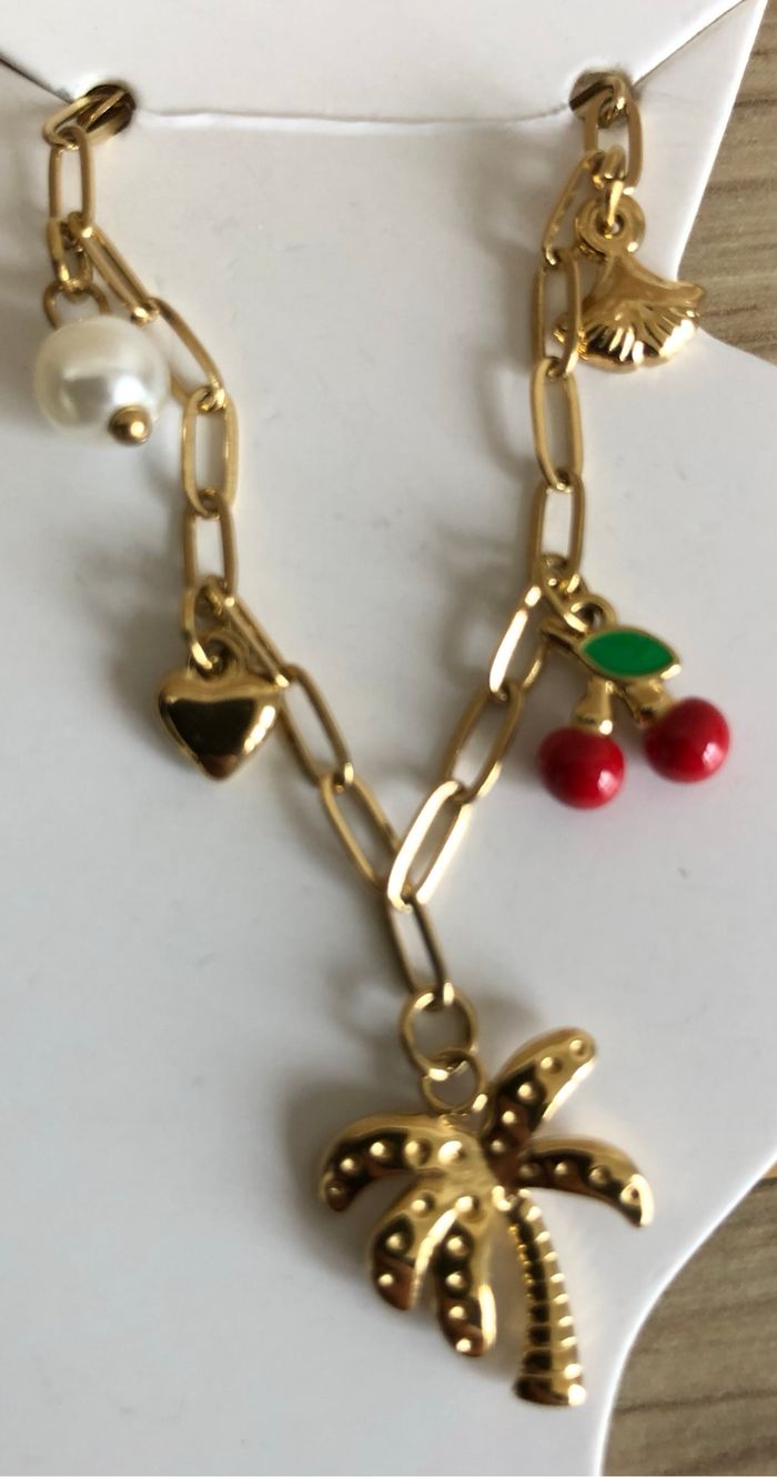 Bracelet cheville pampille cerise - photo numéro 3