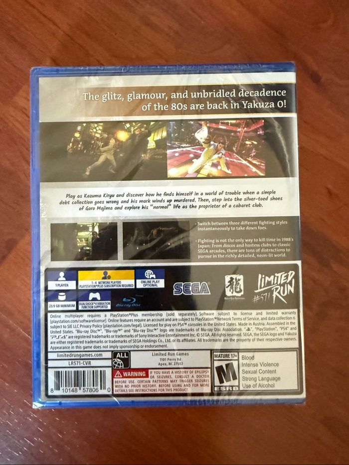 Yakuza 0 Zero Jeu Sony Playstation Ps4 / Ps5 NEUF sous blister Limited Run Games LRG #571 - photo numéro 2