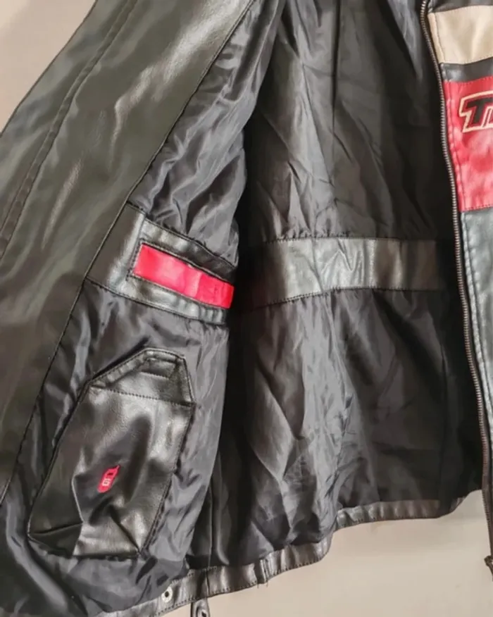 Veste moto vintage Black Tiger – Taille M – Noir & Rouge - photo numéro 10