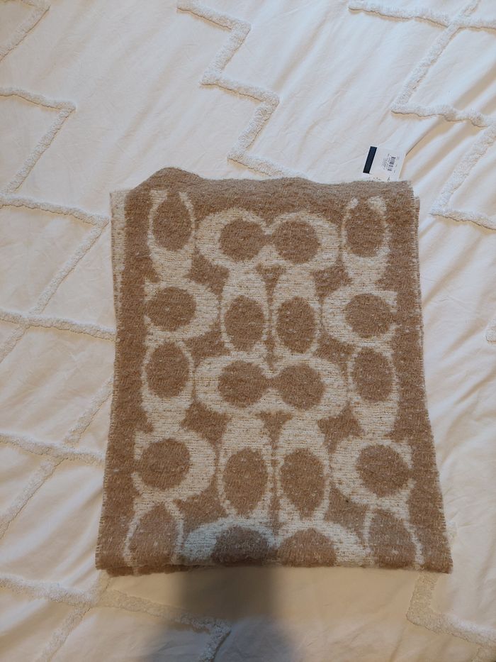 Echarpe coach réversible marron et crème - photo numéro 2