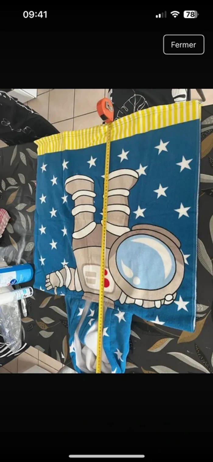 Poncho serviette enfant astronaute – bleu étoilé - photo numéro 4