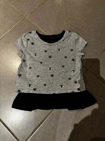 T shirt manches courtes & débardeur 2 en 1 - Ikks - Little havana - Noir, gris & blanc - 5 ans