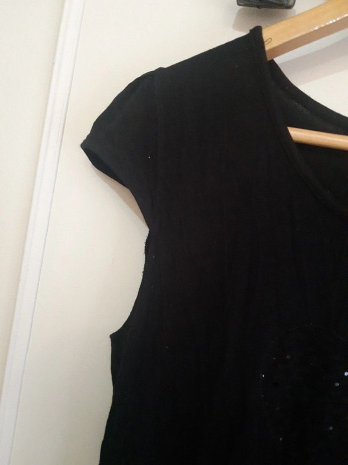 T shirt noir motif coeur, caroll - photo numéro 3
