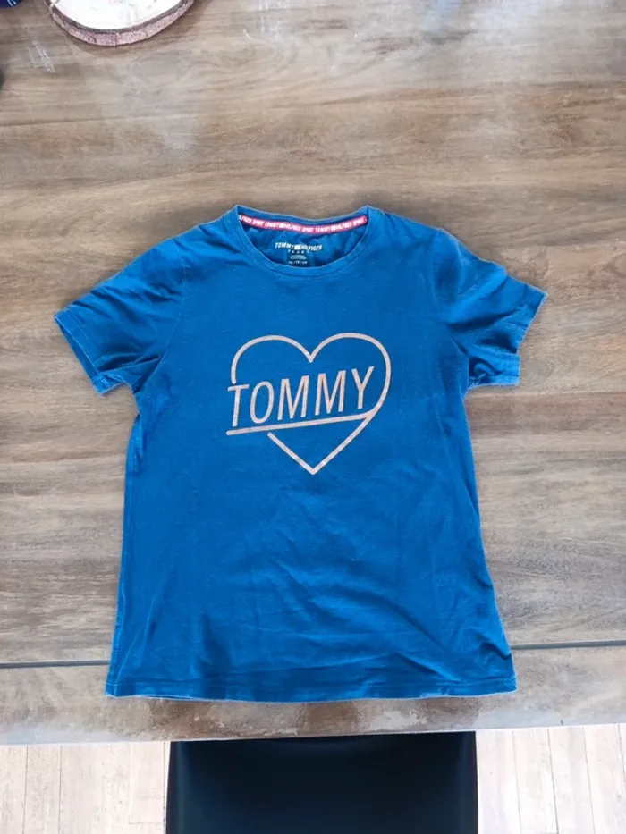 T-shirt femme tommy Hilfiger Sport bleu rose taille XS
