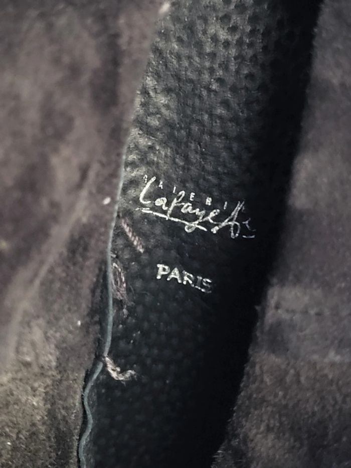 Bottes noires à franges mi hautes en daim talon compensé Galeries Lafayette Taille 39 - photo numéro 10