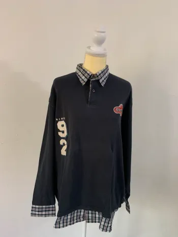 Polo bleu marine à carreaux – Disneyland Paris – XL