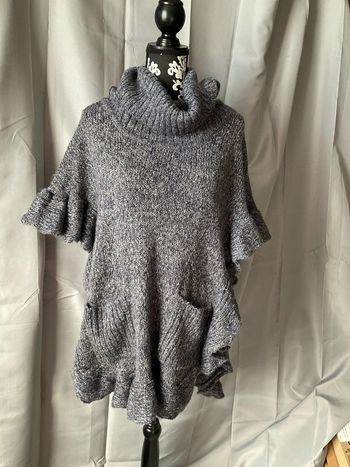 Poncho col roulé gris M/ L (n°40)