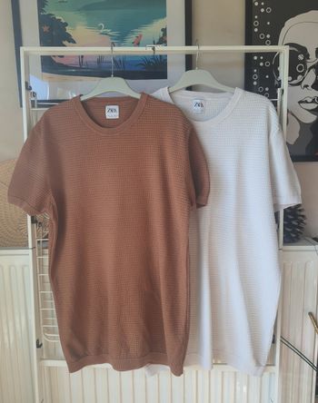 Lot deux t-shirts Zara, camel & écru, taille: L