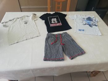 Lot 3 tee shirt manches courtes et 1 bermuda diverses marques 6 ans