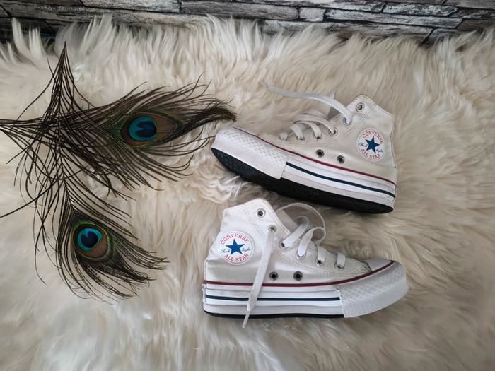 🤍 Superbes converses blanches montantes plateforme pointure 30 🤍