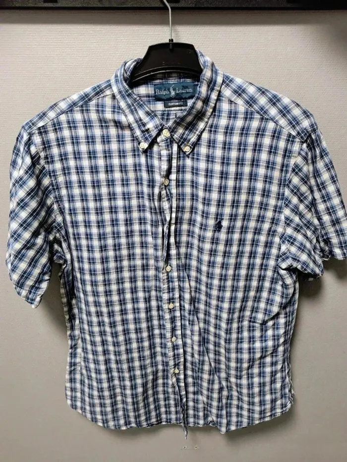 Chemise Ralph Lauren à carreaux bleu vintage Y2K – Custom Fit – Homme L - photo numéro 5