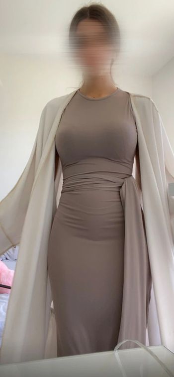 Robe longue drapée nouée taille 34