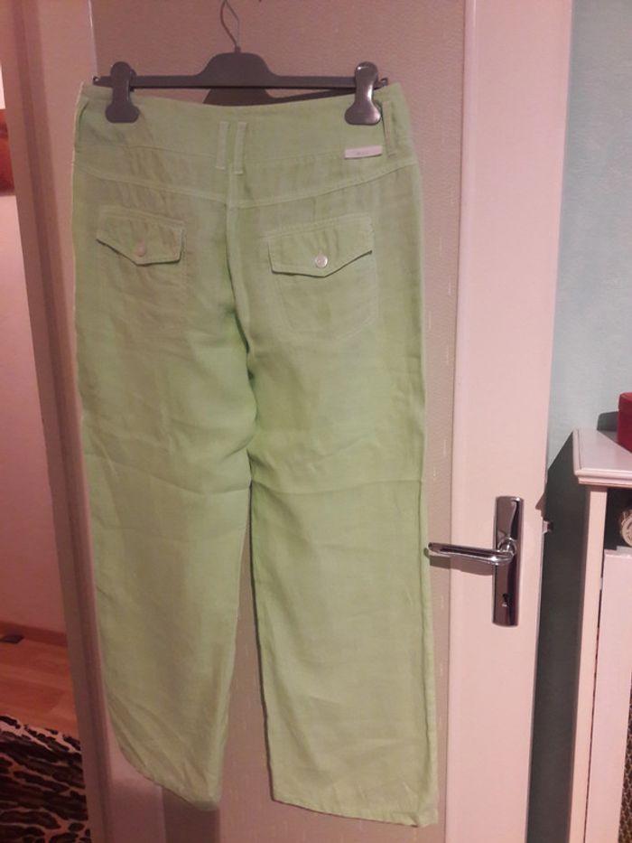 Pantalon vert 100% lin - photo numéro 3