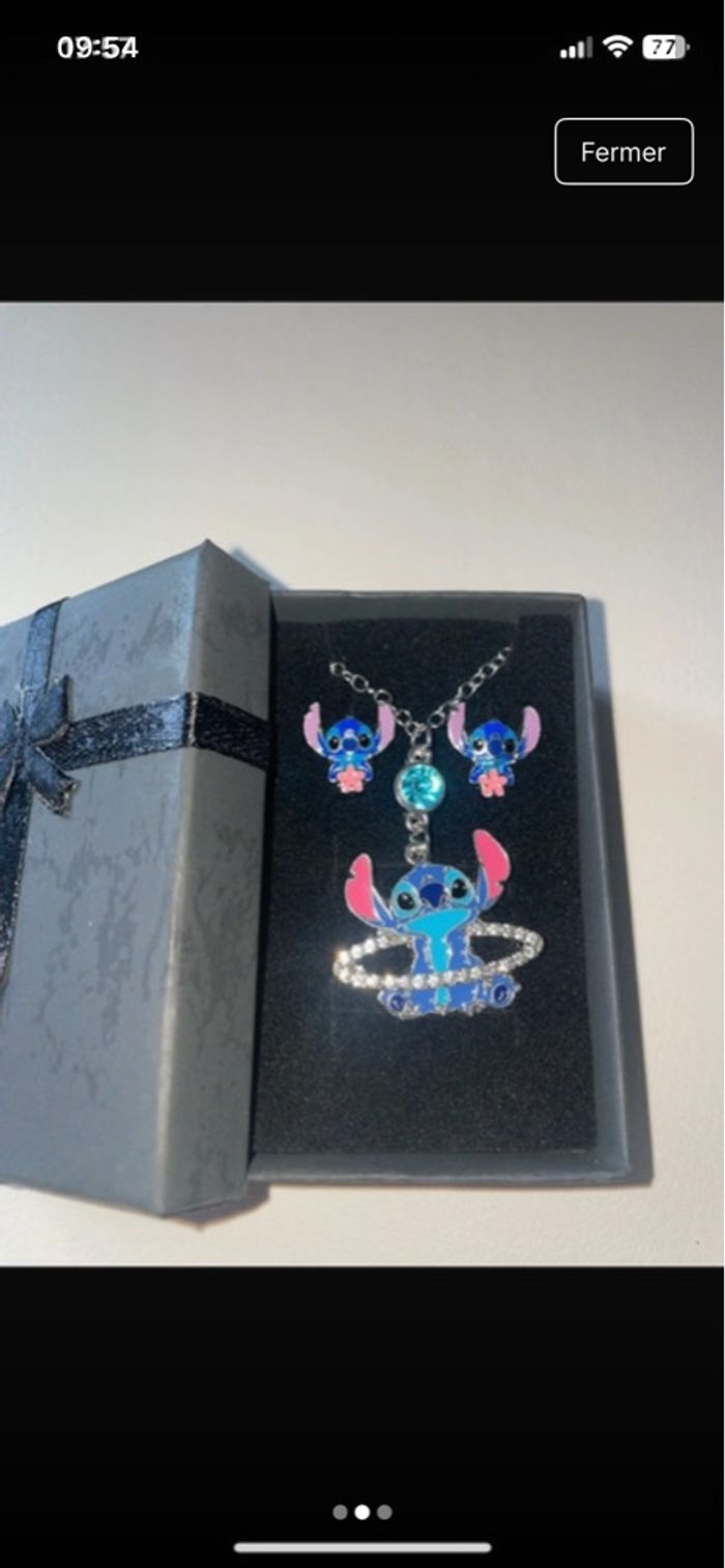 Collier + boucle d’oreille stitch - photo numéro 2