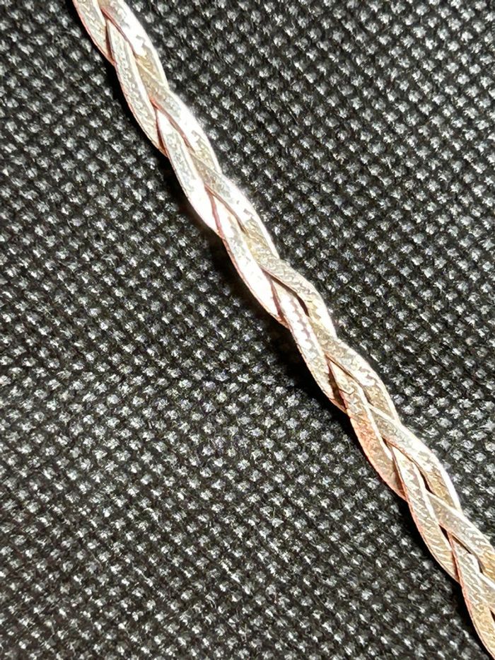 Beau collier plat en argent massif tressé femme TBE - photo numéro 4