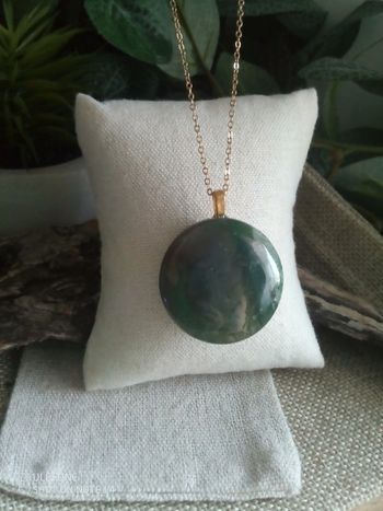 Collier pendentif en pierre naturelle d'agate indienne