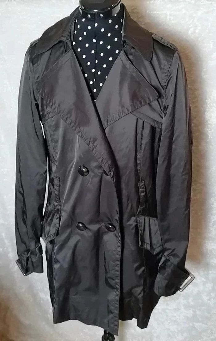 Trench noir ceinture rouge Mango Suit - photo numéro 7