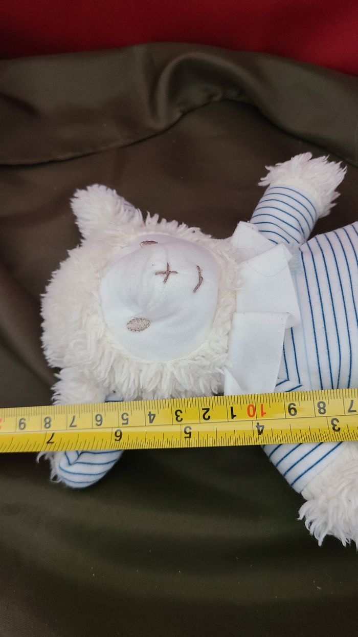 Peluche mouton blanc rayé bleu Pédiatril Avene - photo numéro 2