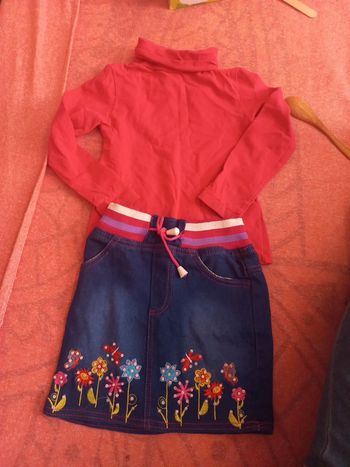 Ensemble jupe fleurie neuve Tshirt long 36 mois