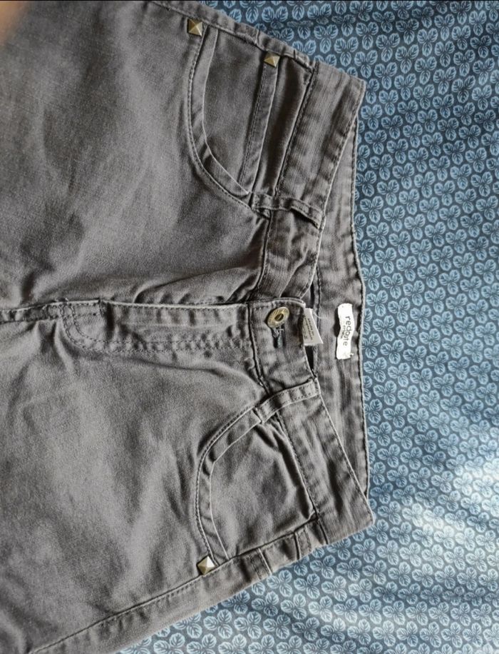 Pantalon jean gris droit avec de vraies poches drapeau anglais England uk - photo numéro 4