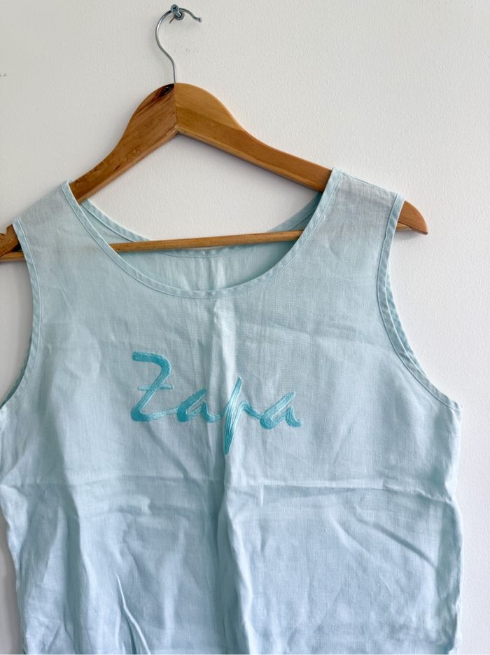 Blouse sans manches turquoise vintage taille 38 M - photo numéro 2