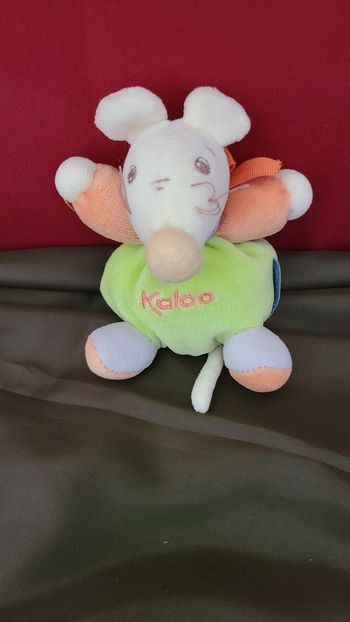 Mini doudou Souris verte orange bleu KALOO