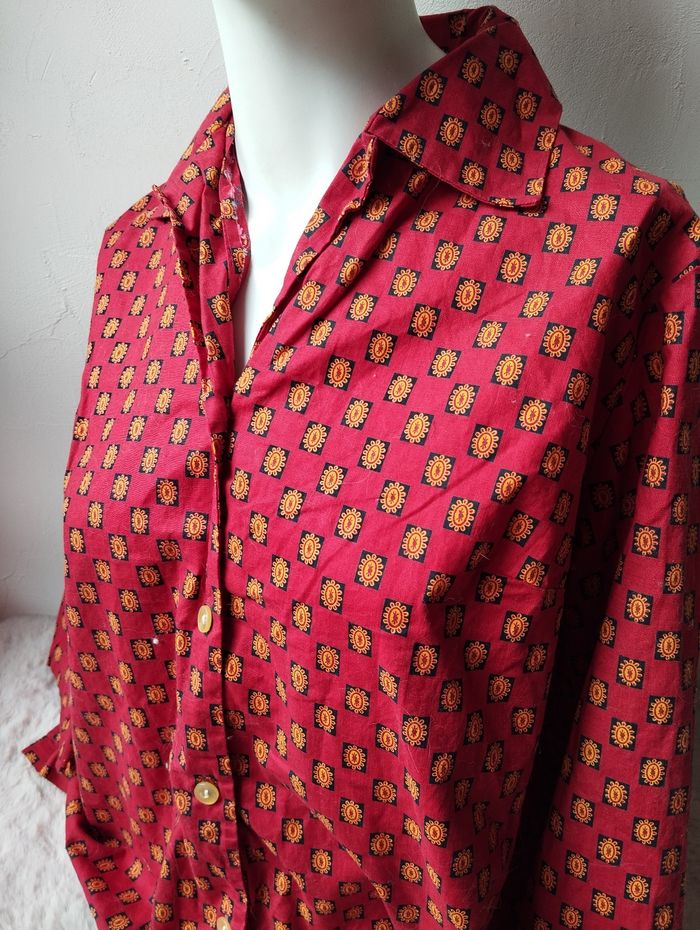 Chemise vintage rouge a manches courtes - photo numéro 3