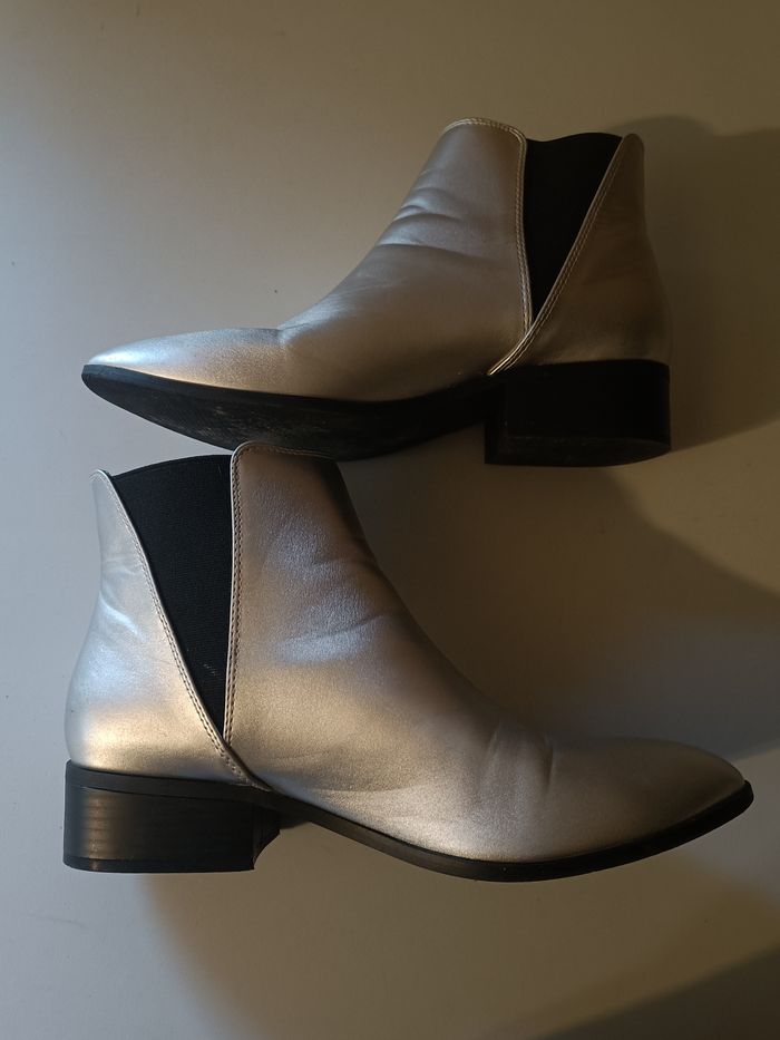 Bottines argenté gris stretch - photo numéro 2