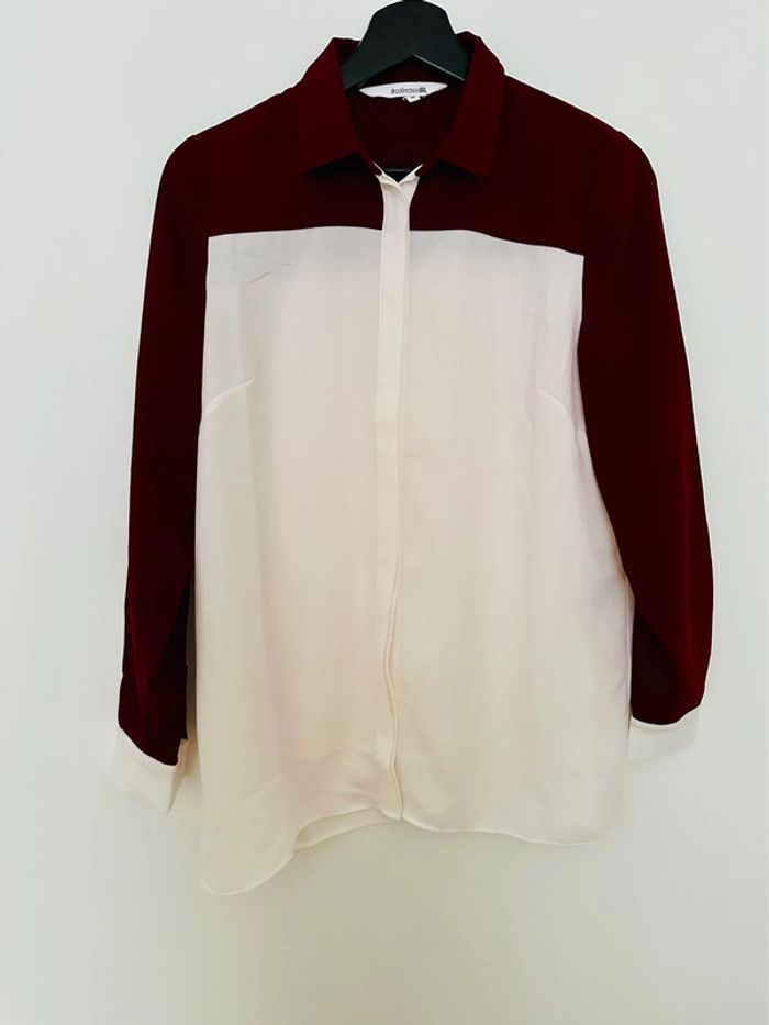 Chemisier Bordeaux et blanc Taille 34