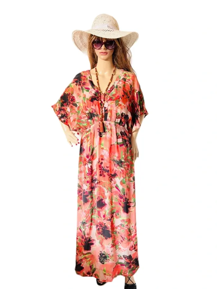 🌺🌿Robe longue bohème 38/40 Cream CREliza Peach Flower boho maxi dress🌿🌺 - photo numéro 16