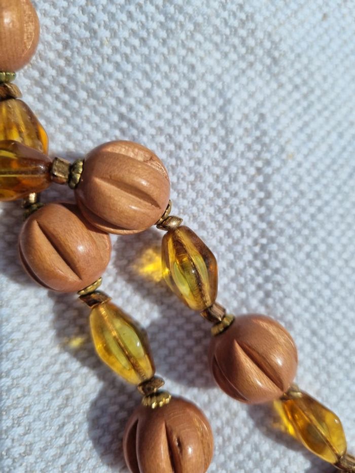 Collier perle fantaisie marron - photo numéro 3