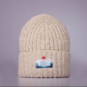 Bonnet blanc cassé tressés en laine 