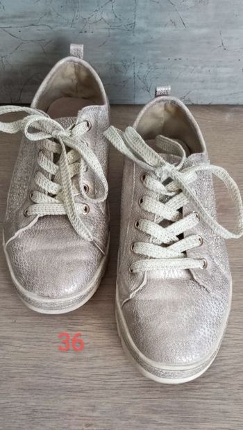 Basket doré semelle cuir femme.36