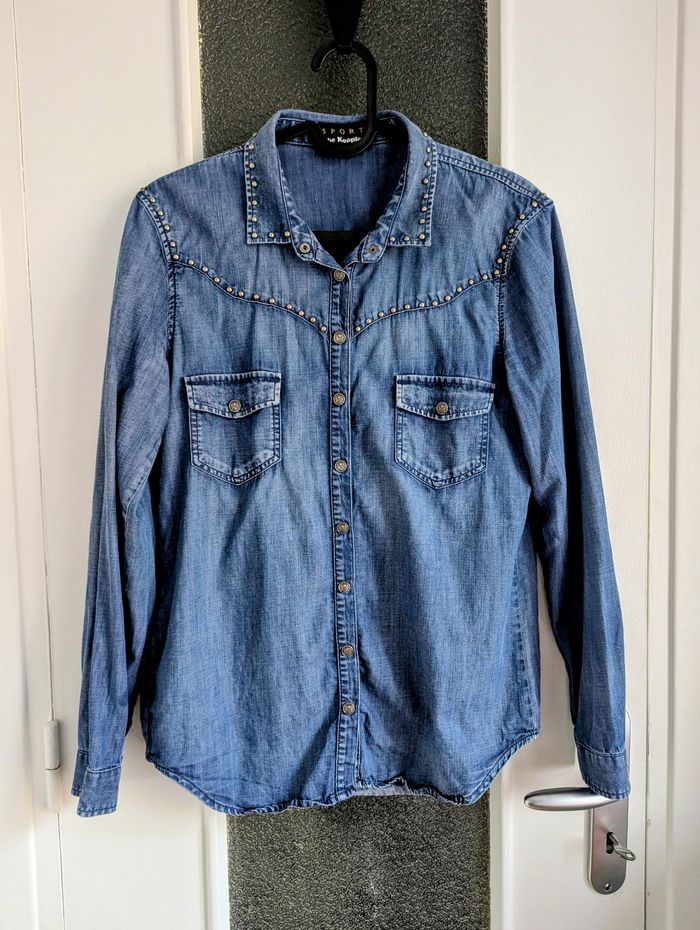 Chemise en jean bleu à clous the kooples sport taille s 36