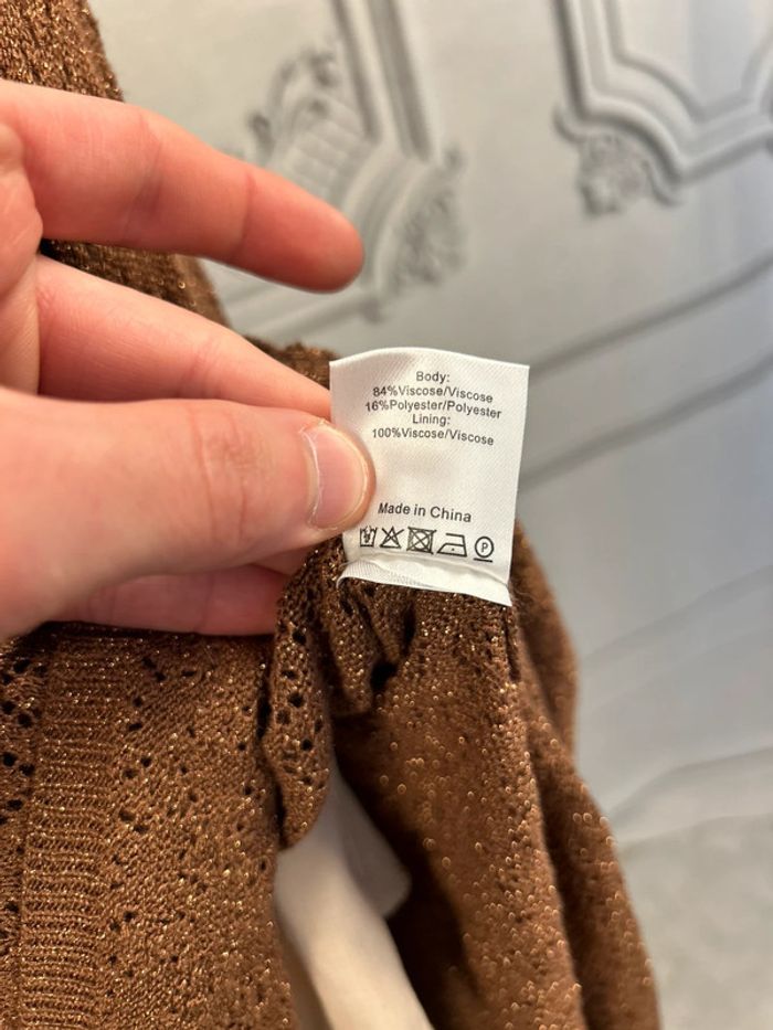 Robe longue Maille Marron / doré Louizon T3 / L neuve - photo numéro 5