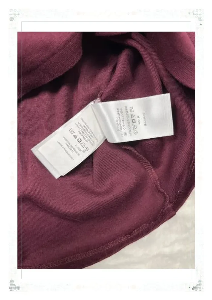 T-shirt manches longues Ralph Lauren femme coton rouge bordeaux col V taille M - photo numéro 8