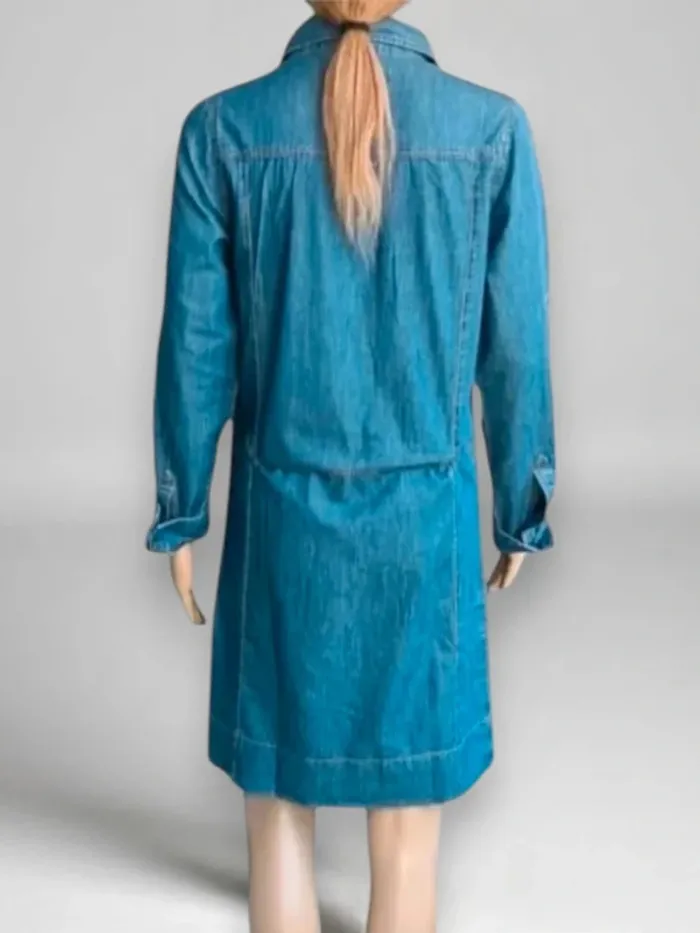 Robe jean mi-longue Somewhere effet chemise et jupe coupe droite 100 % coton - photo numéro 3
