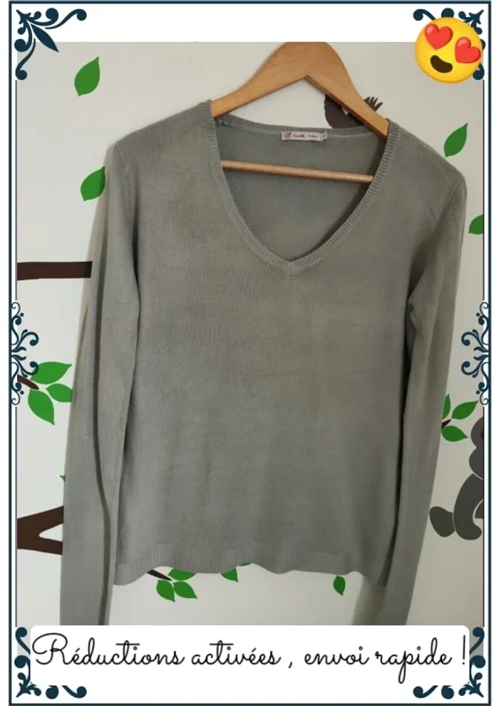 Pull gris Gémo femme M - photo numéro 2