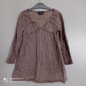 Tunique marron clair à fleurs 4ans