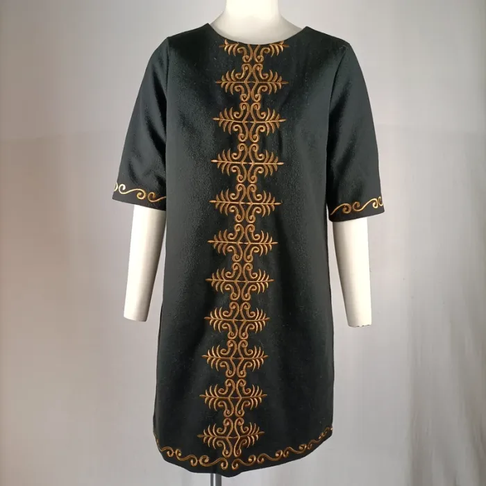 Robe chic noire flanelle manches courtes - Molly Bracken - taille S A1146