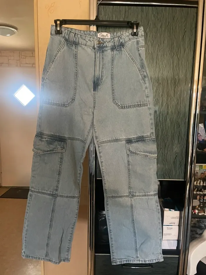 Jean large taille haute à poches