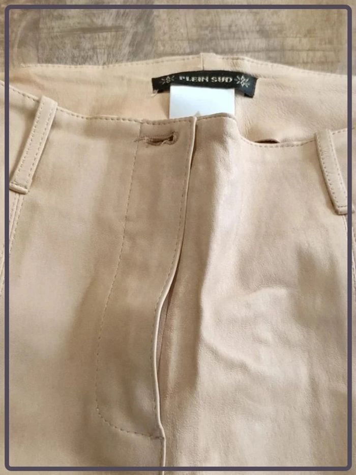 Pantalon cuir beige clair Plein sud taille 38 très bon état - photo numéro 3
