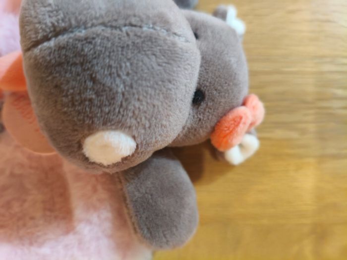 Doudou Semi Plat Hippopotame Zoé Zoe Blanc Rose Mauve Baby Nat Babynat - photo numéro 5