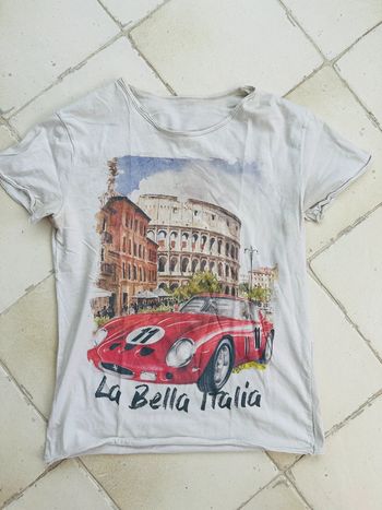 T-shirt blanc manches courtes à motifs