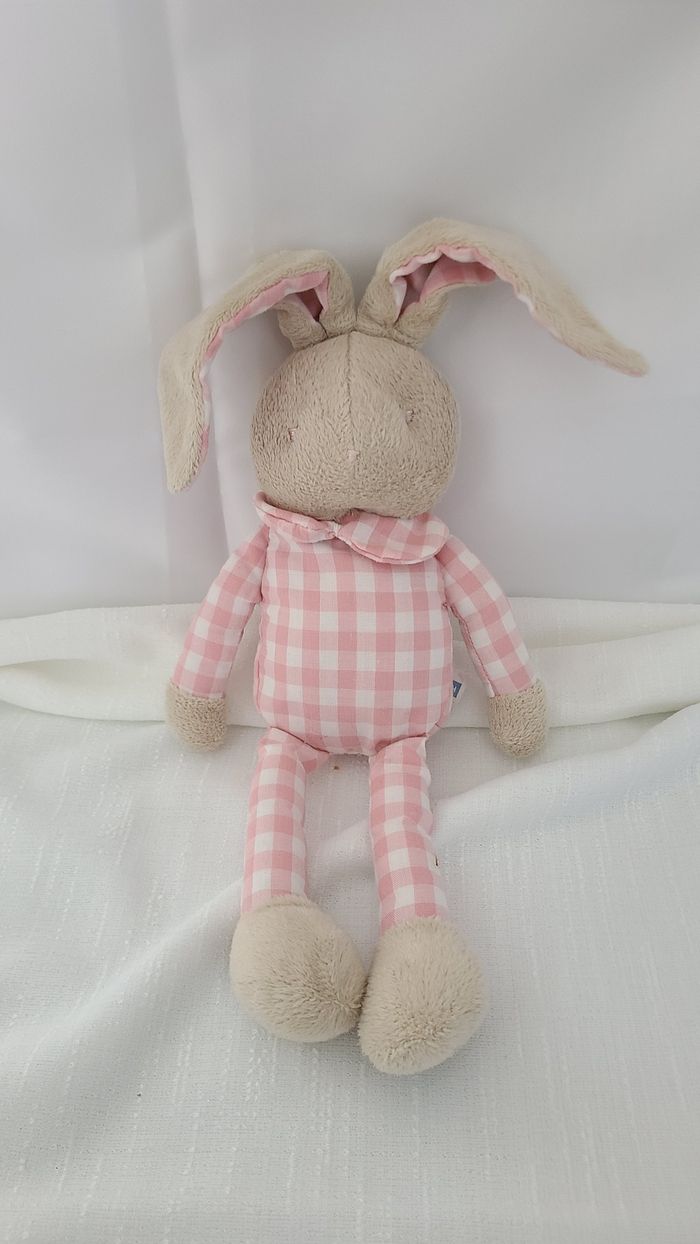 Klorane doudou lapin vichy rose blanc beige - photo numéro 4