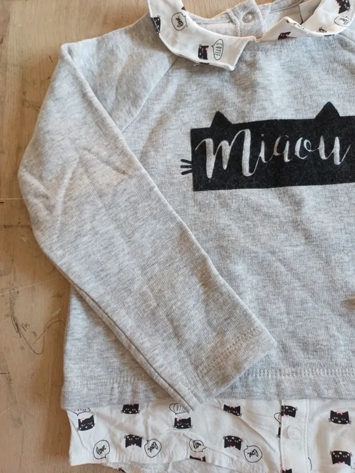 Sweat 2en1 chemise chat - photo numéro 3