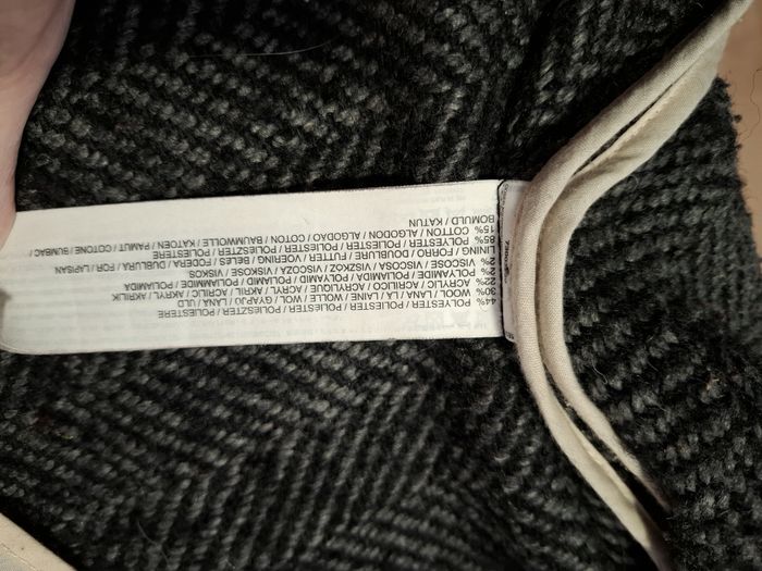 Belle veste chaude femme Mango M 30 % laine grise/noire à chevrons très bon état - photo numéro 6