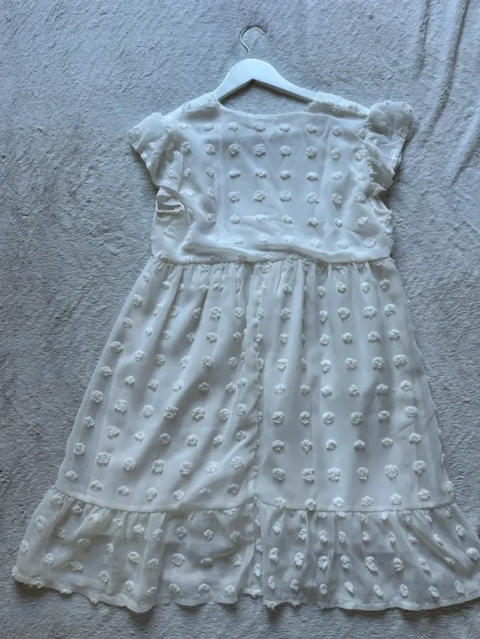 Robe blanche évasée voile fluide femme - photo numéro 4